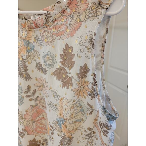 Loft Shimmer Floral Peplum Tie Back Tank - Picture 2 of 4